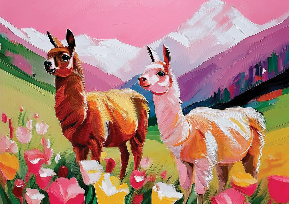 Alpakas roses art#5