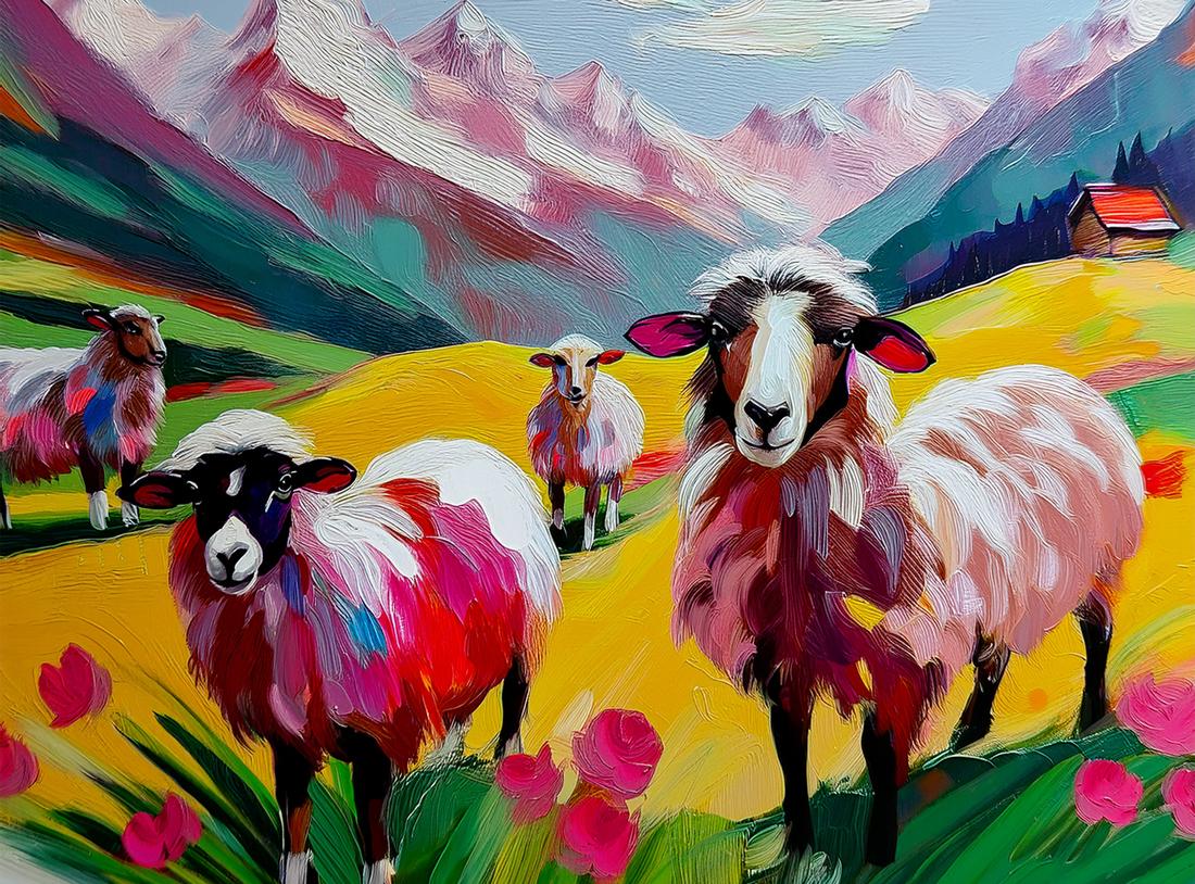 Moutons roses art#1